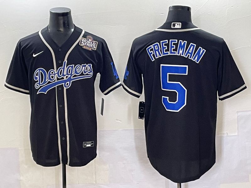 Men 2025 Los Angeles Dodgers 5 Freeman Black Fashion Nike MLB Jersey style 7047